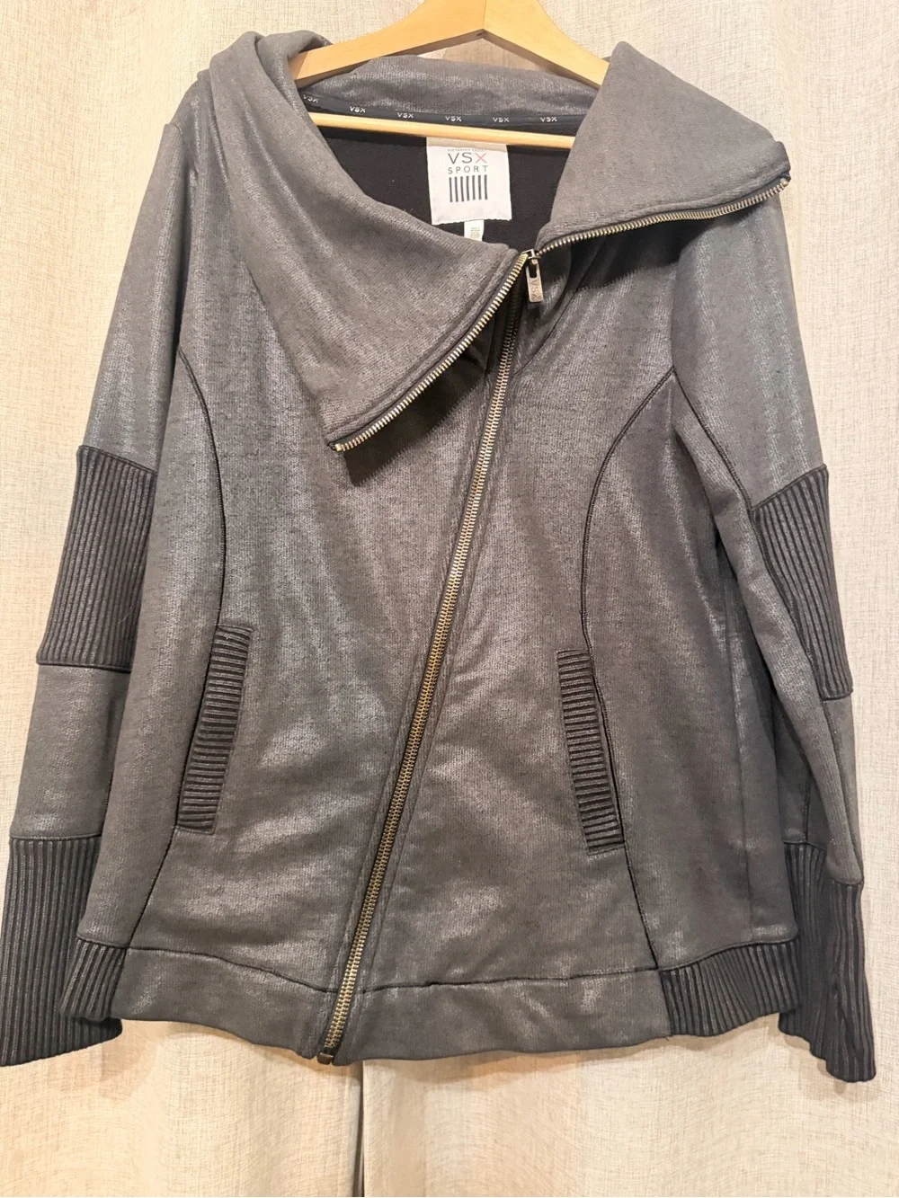 Victoria's Secret Gray Asymmetric Zip Bomber Jacket